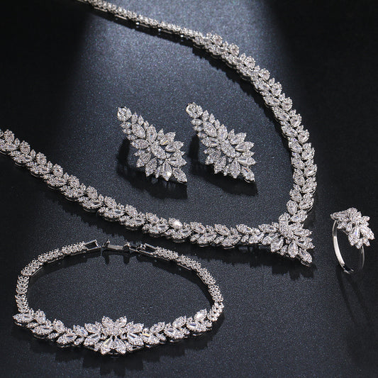 Zircon Bridal Tassel Jewelry Earring Set