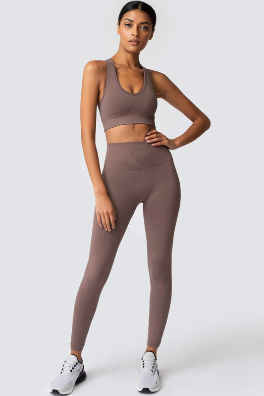 New fashion ladies seamless knitted hip bra yoga suit