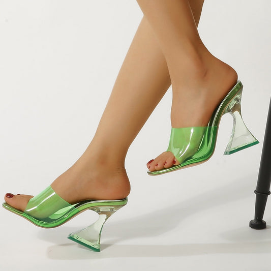 Fashion Wine Glass Crystal Heel Plus Size Sandals