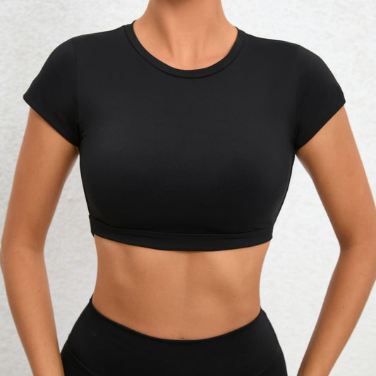 European And American Sports Top With Chest Pad Backless Short