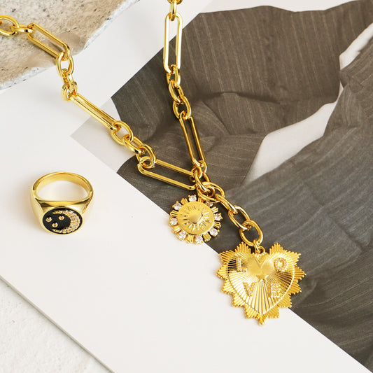 Cool Style Simple Temperament Entry Lux Sweater Chain Clavicle Real Gold Electroplated Necklace